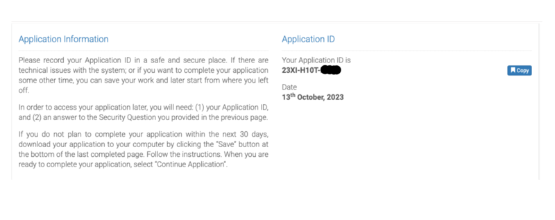 Visumsøknad Tanzania steg 2 – skriv ned application ID
